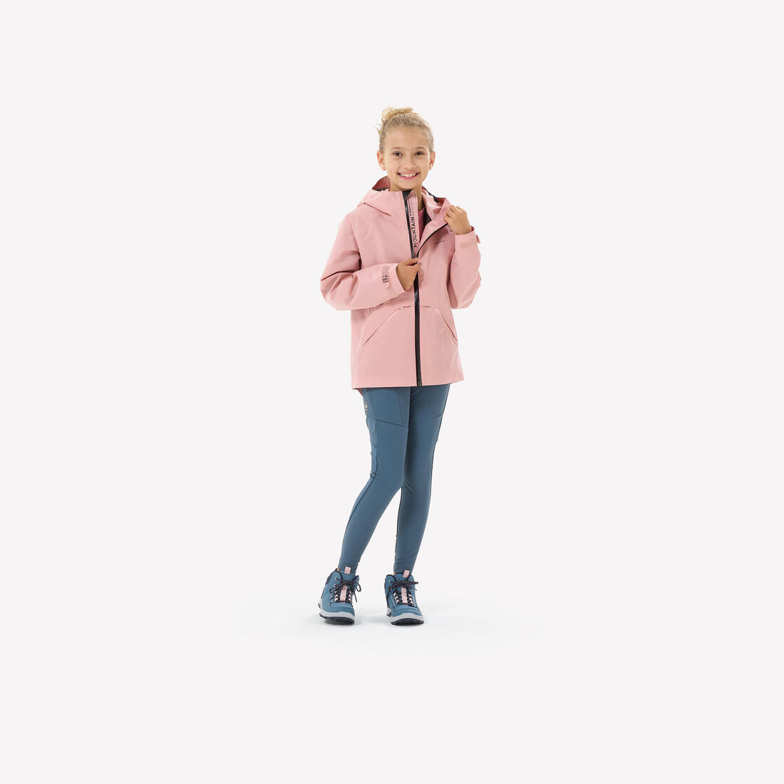 Veste de randonnée montagne imperméable légère enfant 7-15 ans, MH900 rose