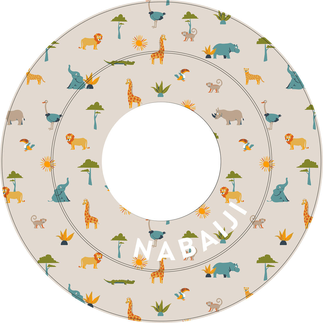Bouée piscine gonflable 51 cm vert imprimé "PANDAS" pour enfant 3-6 ans