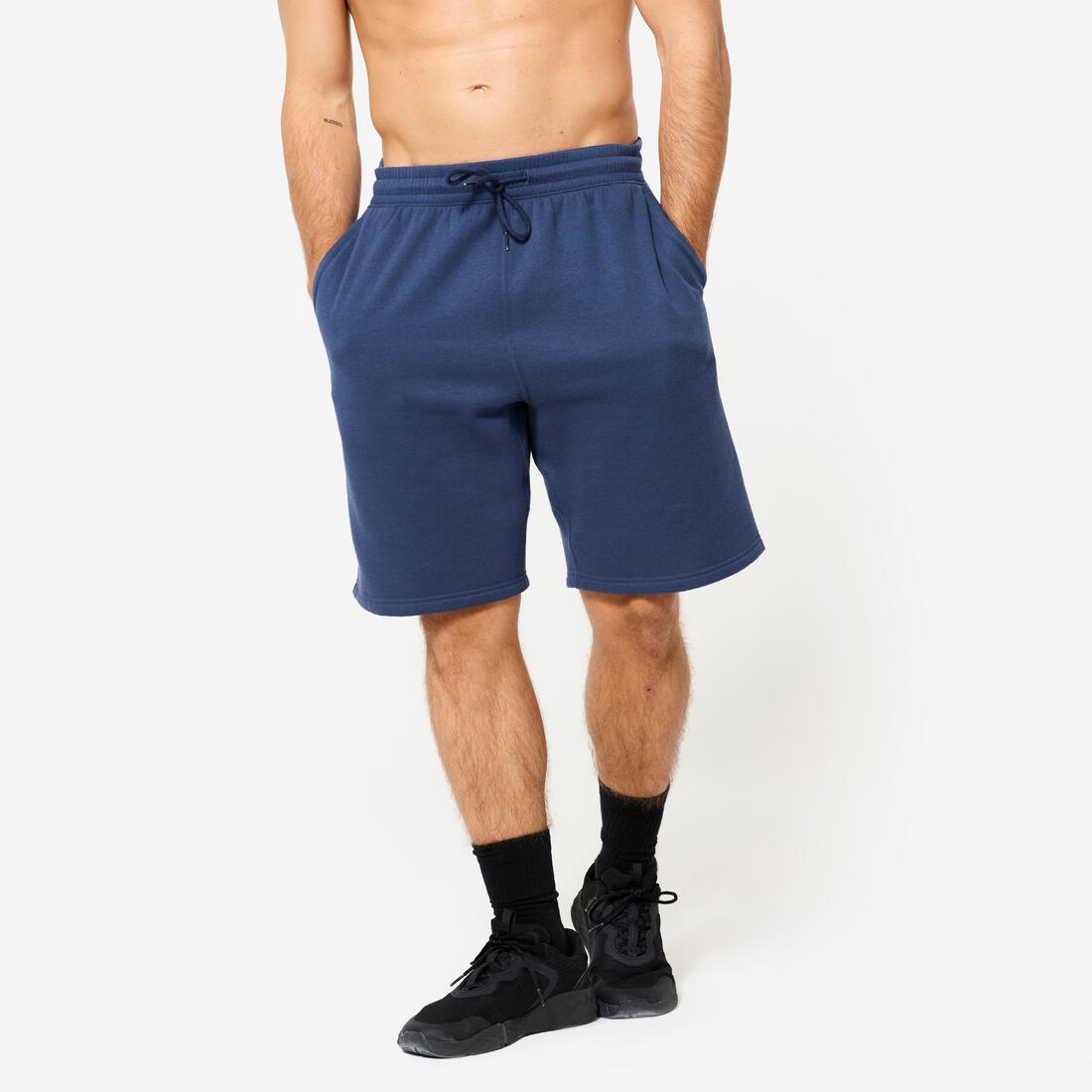 Short de fitness en molleton avec poches homme