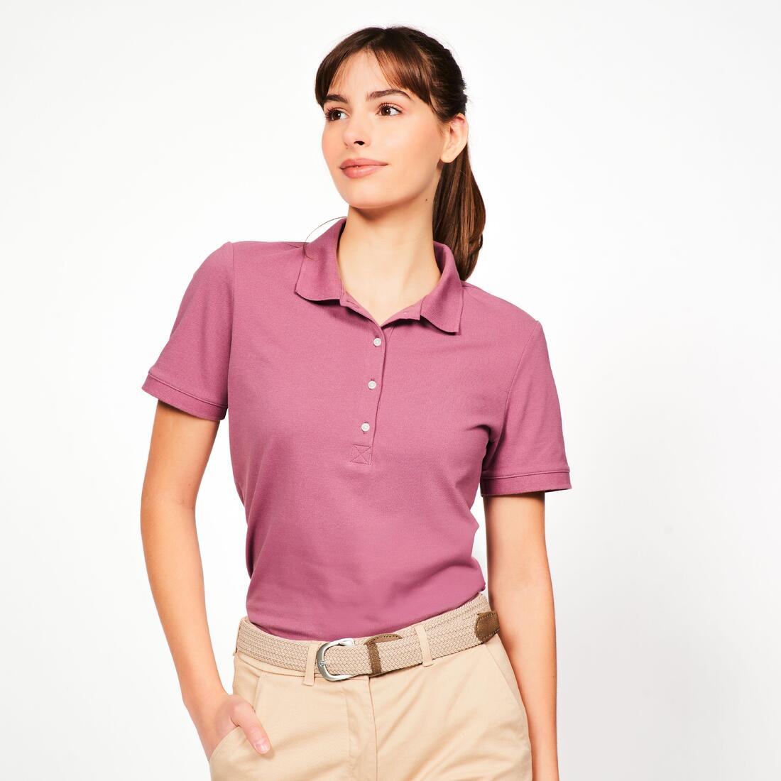 Polo golf en coton polyester manches courtes femme, MW500 beige clair – 8927191