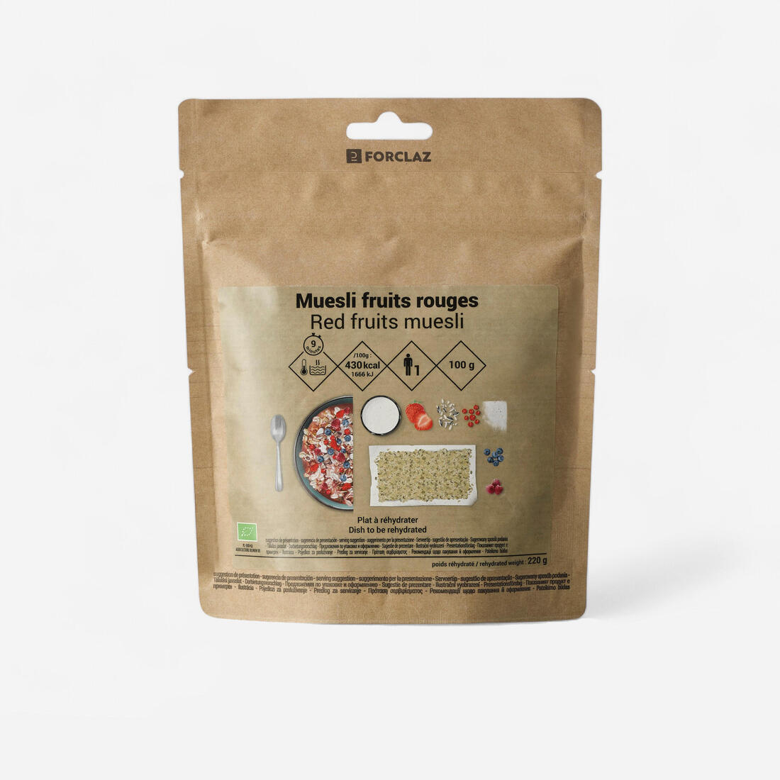 Petit-déjeuner lyophilisé bio - muesli fruits rouges - 100 g