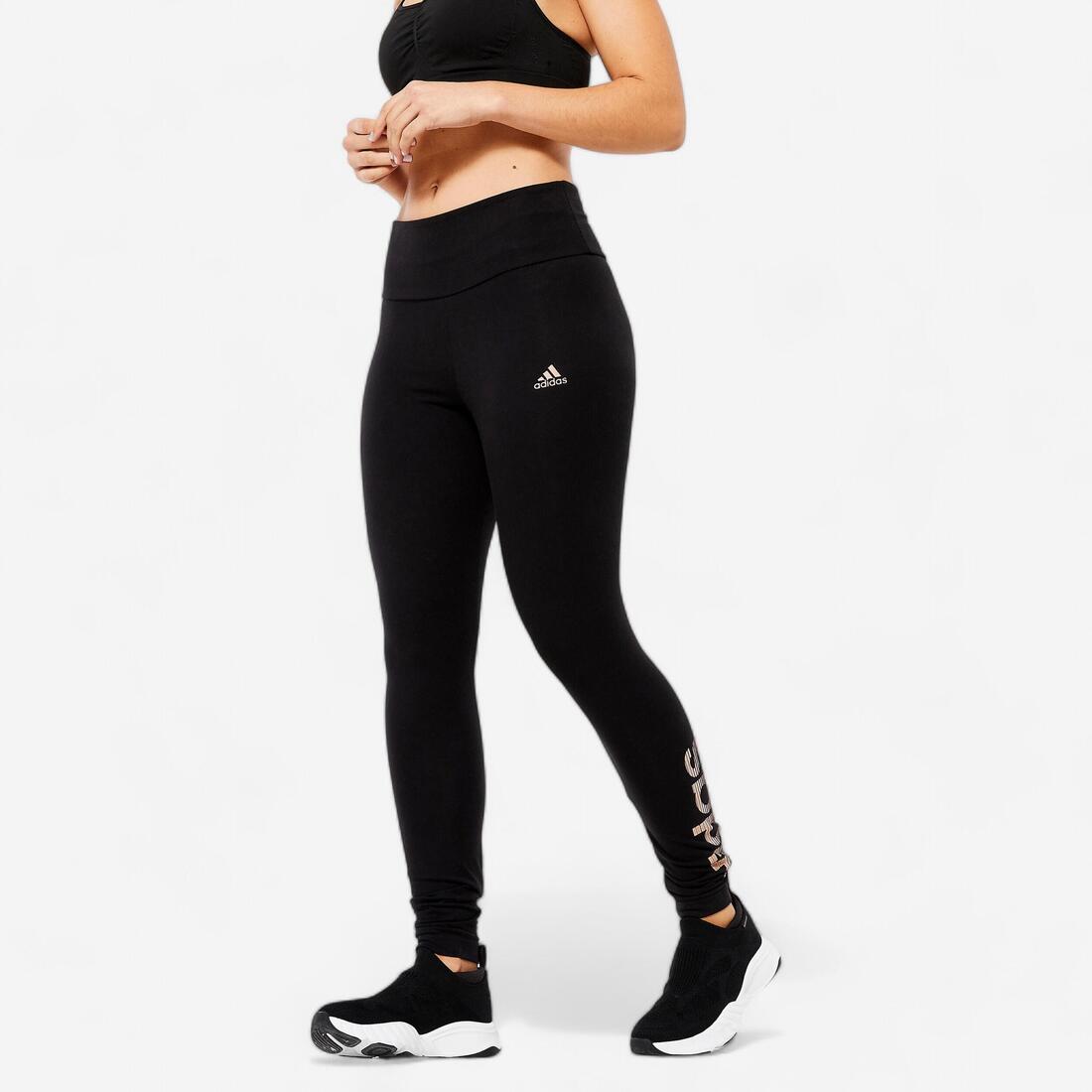Legging de fitness en coton pour femme, noir – noir