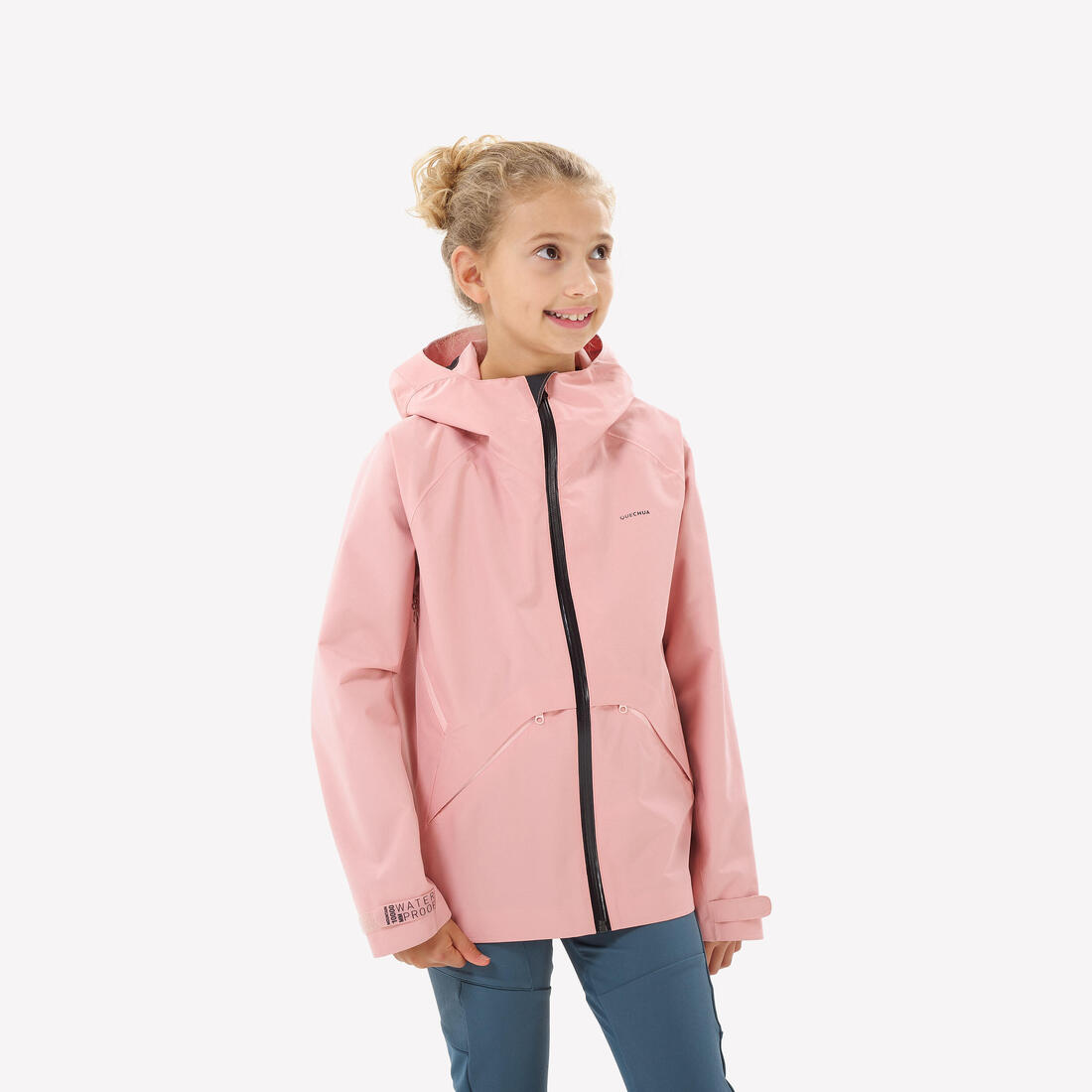 Veste de randonnée montagne imperméable légère enfant 7-15 ans, MH900 rose