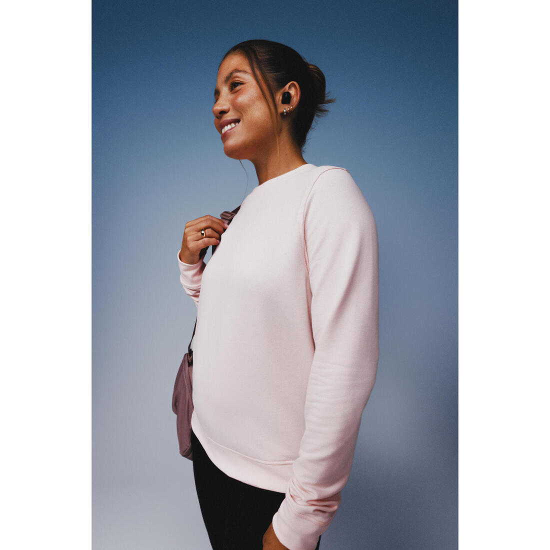 Sweat de training col rond femme, rose clair