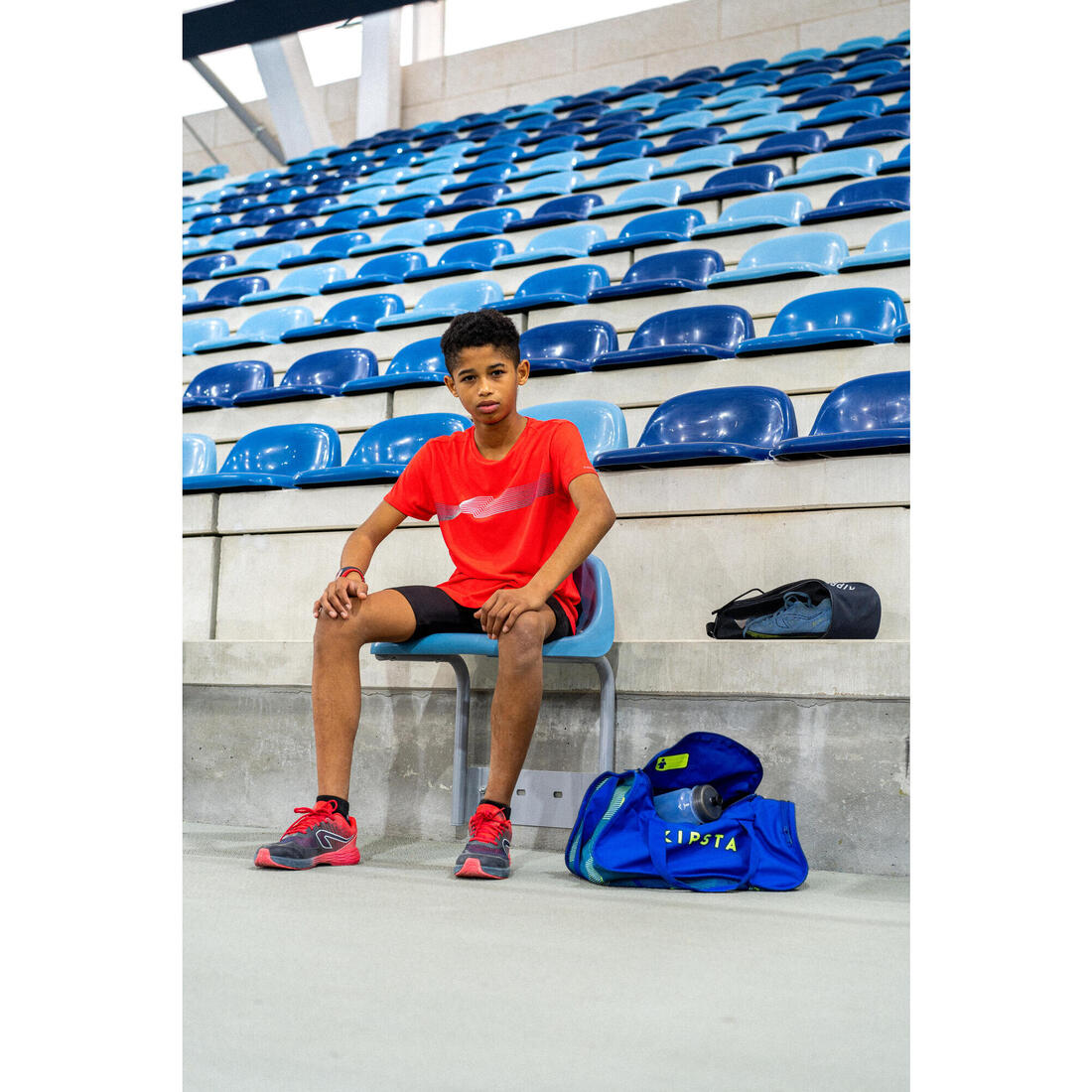 Chaussures de running Enfant -  Kiprun fast noires jaunes