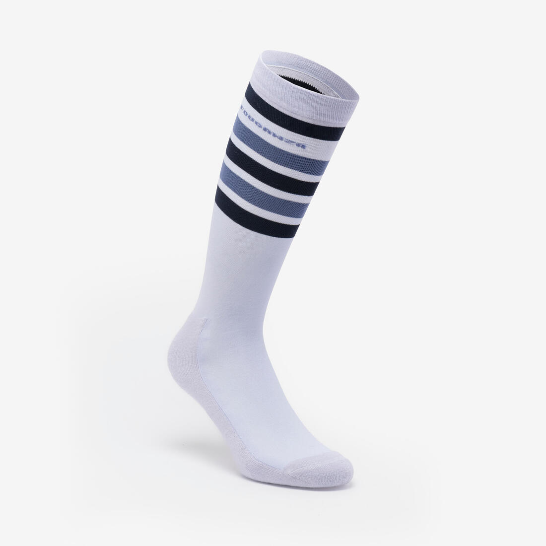 Chaussettes équitation adulte 100 noir rayures blanches et grises
