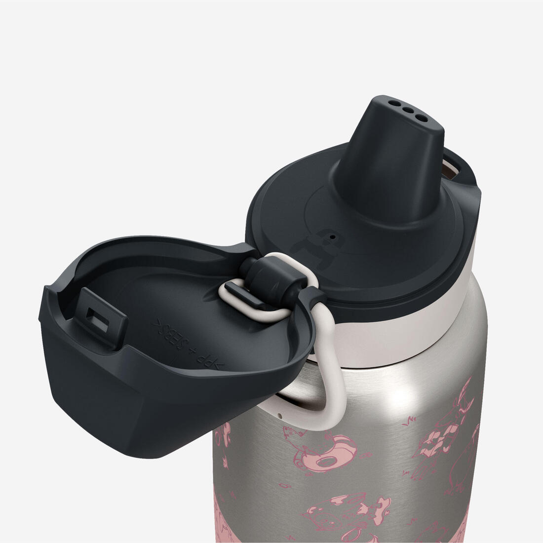 Gourde enfant isotherme 0,35L en acier inox avec bouchon instantané de randonnée