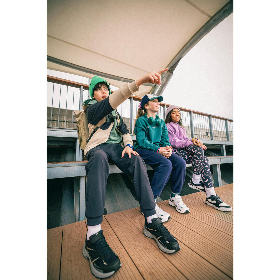 Baskets à scratch légères et respirantes enfant, OG2K vert blanc et