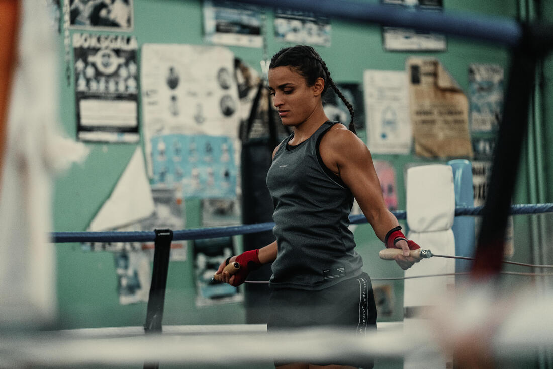 DÉBARDEUR DE BOXE FEMME 500 GRIS