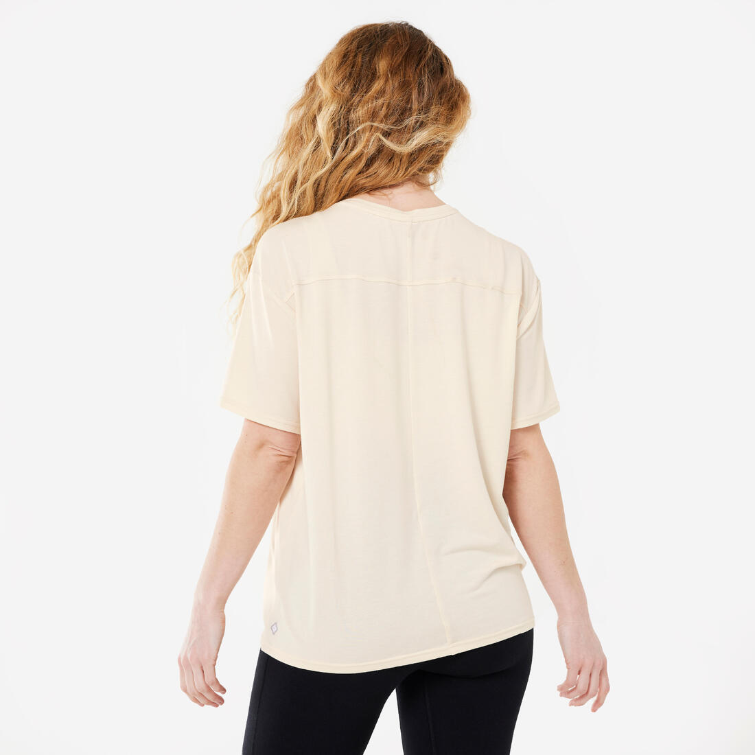 Tee-shirt grossesse yoga allaitement manche courte beige