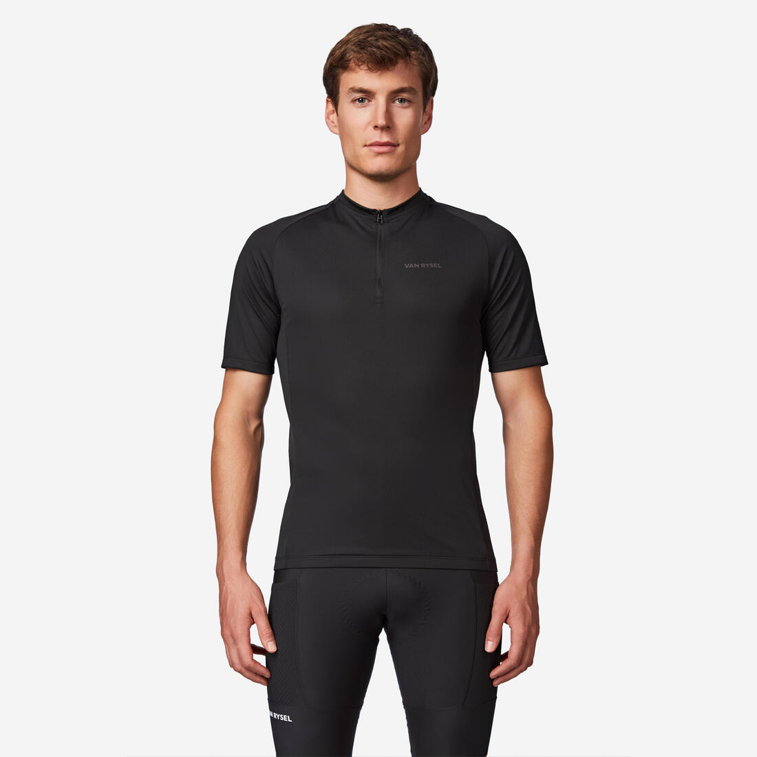 Maillot manches courtes de vélo de route homme, Essential noir