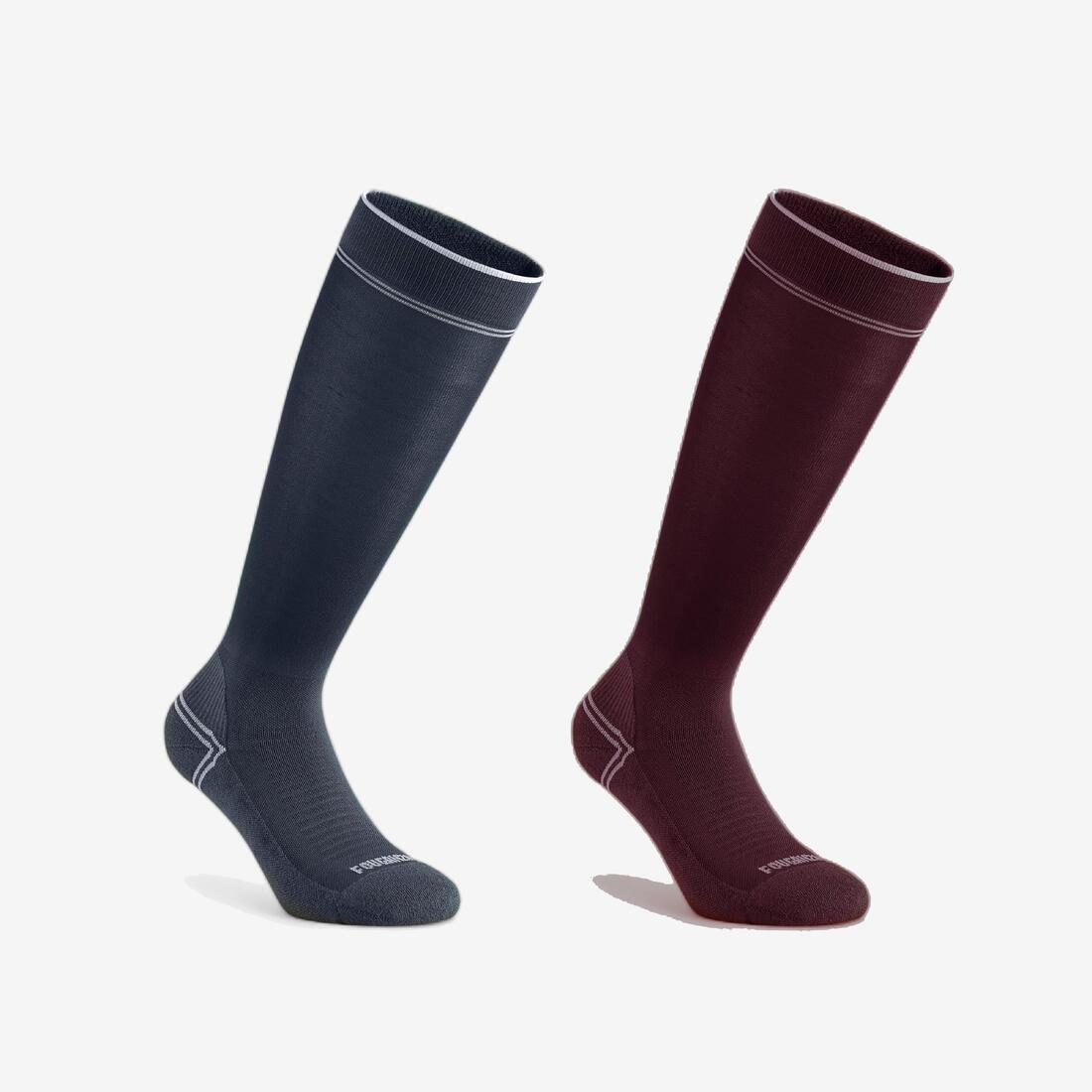 CHAUSSETTES EQUITATION ADULTES EXTRA FINES BLEUES LOT DE 2