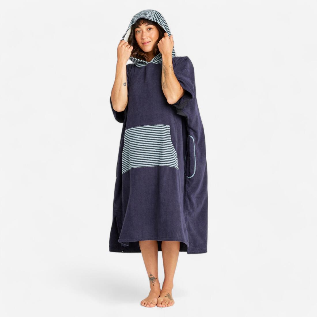 Poncho surf Adulte à partir de 150 cm - 900 Fish bleu gris