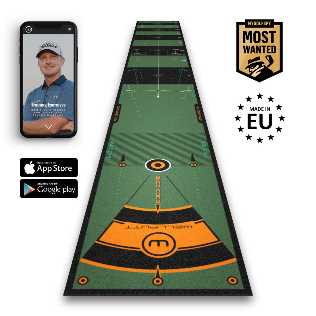 Tapis de putting golf 4m - Wellputt mat vert – vert