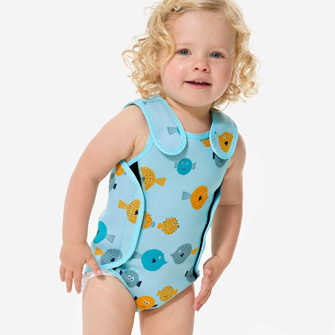 Combinaison néoprène thermique wrap 2mm bébé, Bodywarm poissons menthe