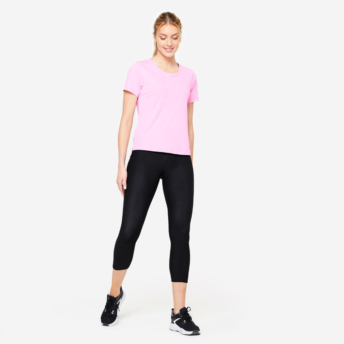 Legging de sport court et extensible femme, noir