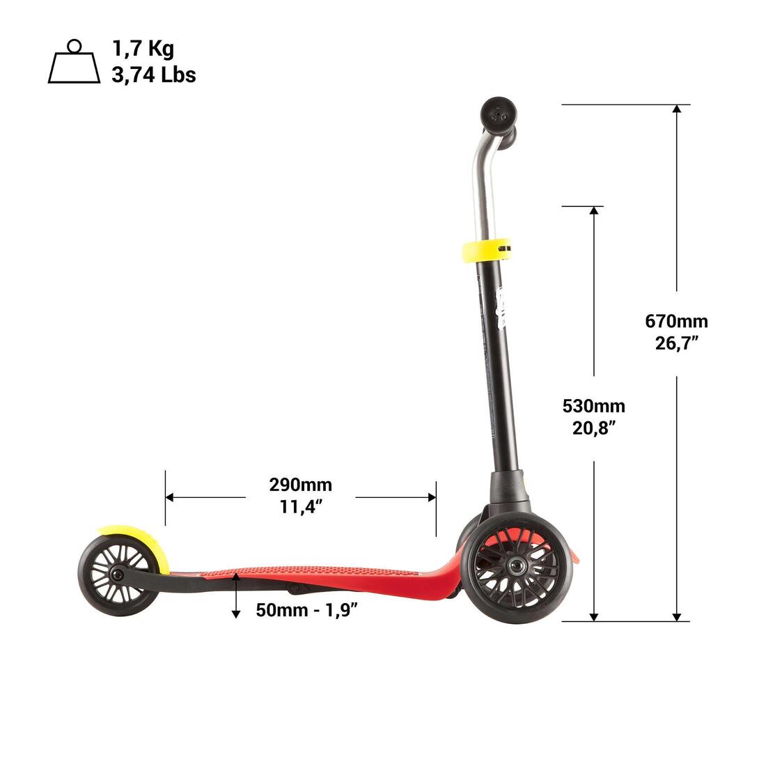 COQUE ROUGE POUR TROTTINETTE 3 ROUES B1
