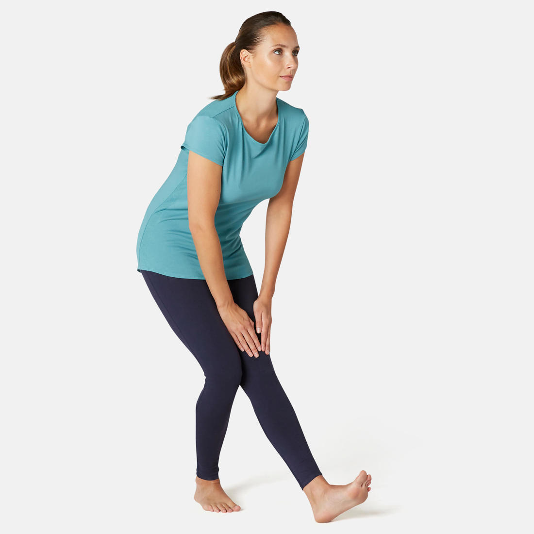 Legging Coton Extensible Fitness Taille Haute avec Mesh Violet