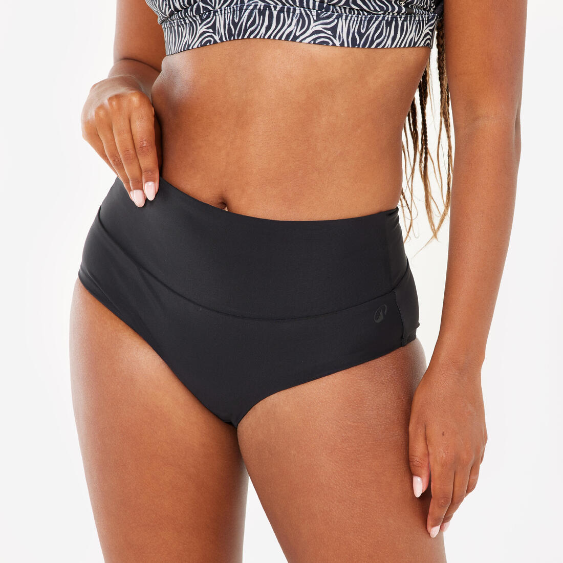 Bas de maillot de bain culotte taille haute natation Femme - Eva noir