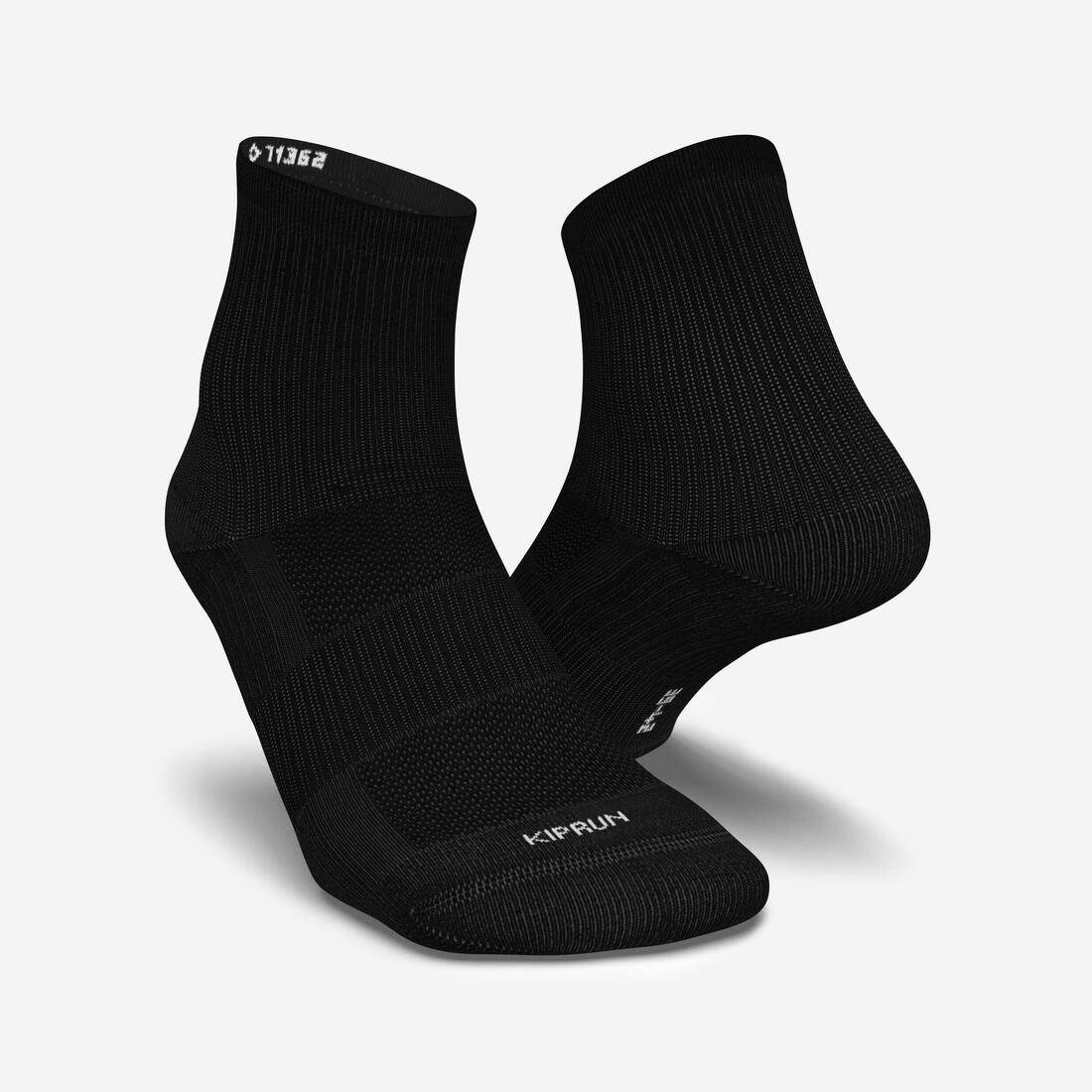 CHAUSSETTES DE RUNNING RUN500 MI-HAUTEURS X2 NOIRES – noir