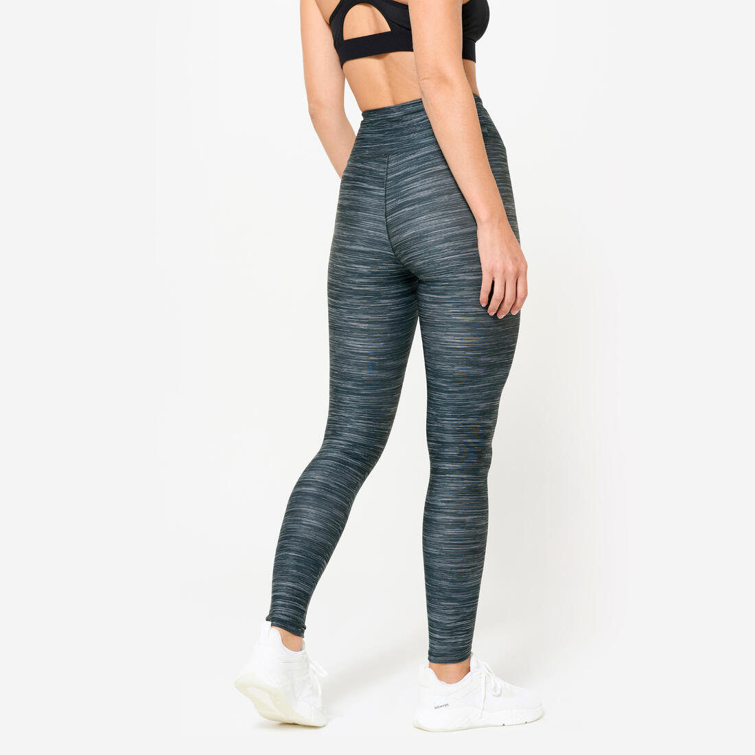 Legging de sport taille haute et respirant femme, imprimé gris chiné