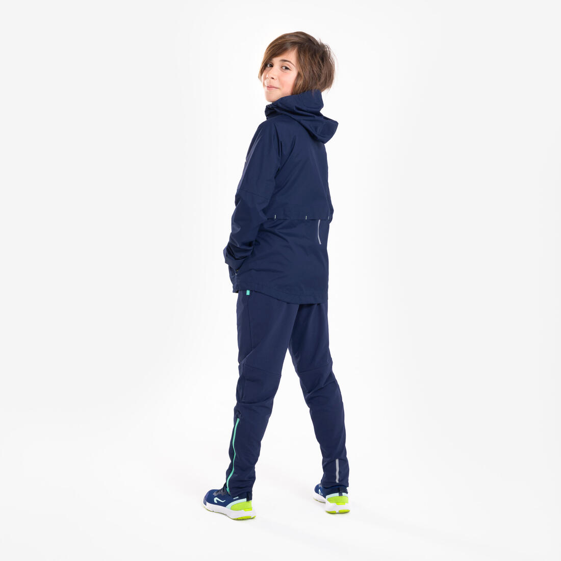 Pantalon de running  Chaud avec Zip Enfant, KIPRUN PANTS WARM 900 marine