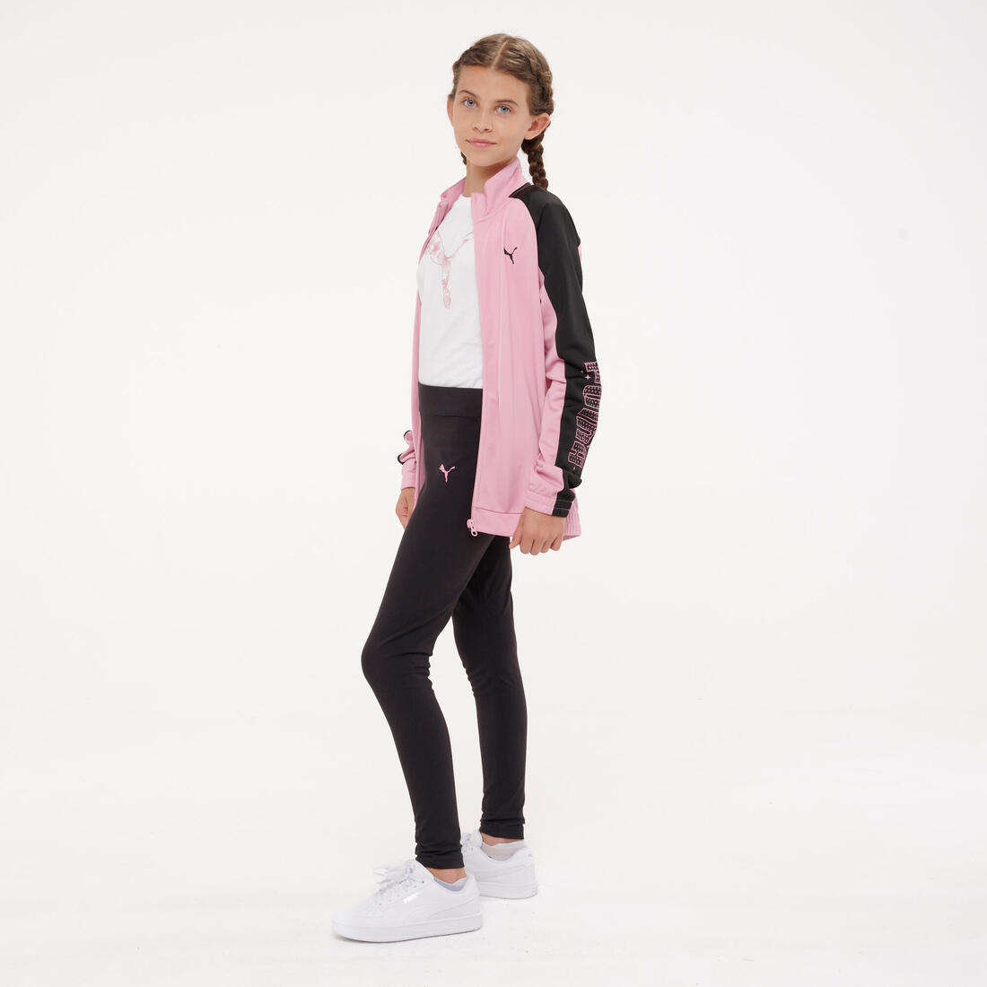 Ensemble survêtement polyester fille, rose et