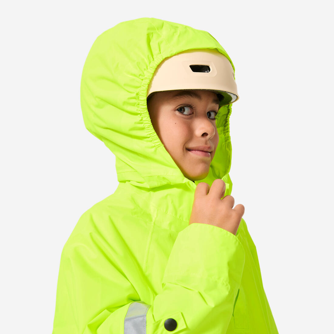 PONCHO ENFANT PLUIE VISIBILITE JOUR NUIT NOIR JAUNE FLUO