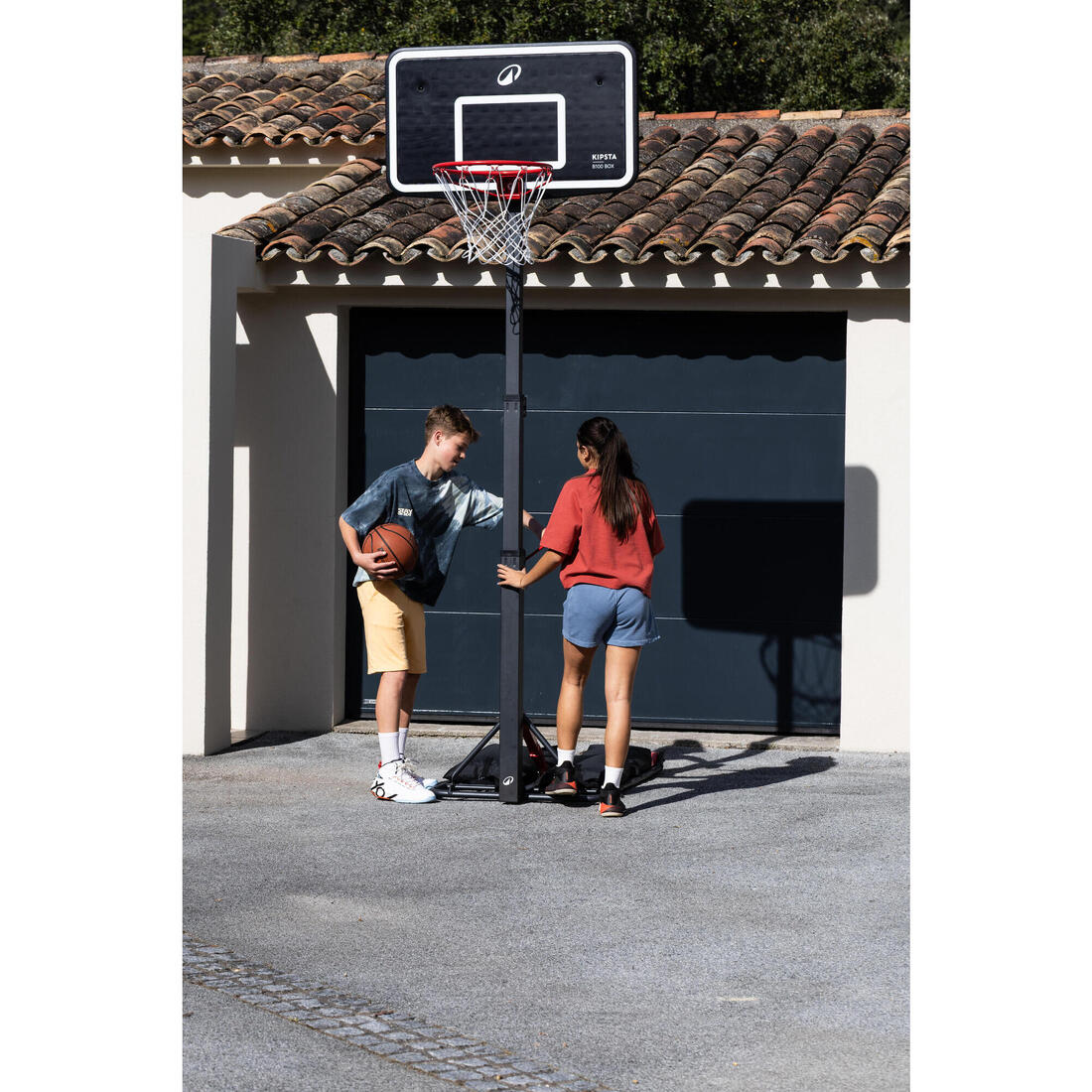 Panier de basket sur pied pliable, hauteur réglable de 2,40 à 3,05 m, B100 Box
