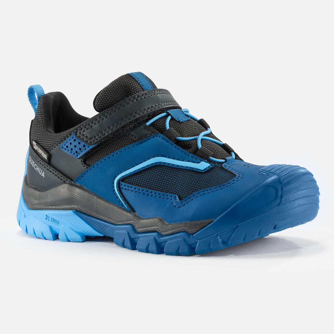 Chaussures imperméables de randonnée enfant scratch -CROSSROCK vertes- 28 au 34