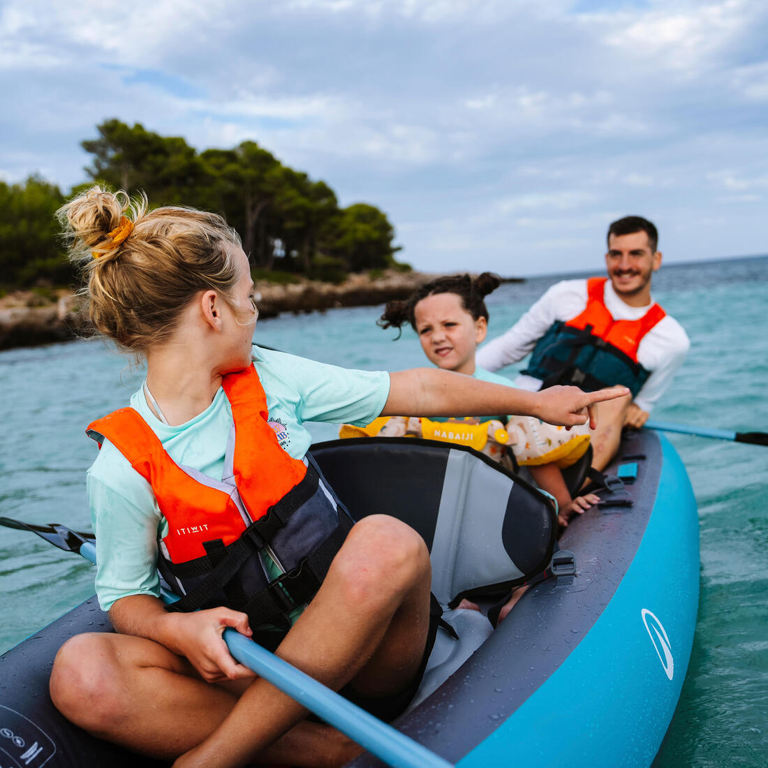 Canoë kayak gonflable 2/3 places - Tribord 100+ Bleu