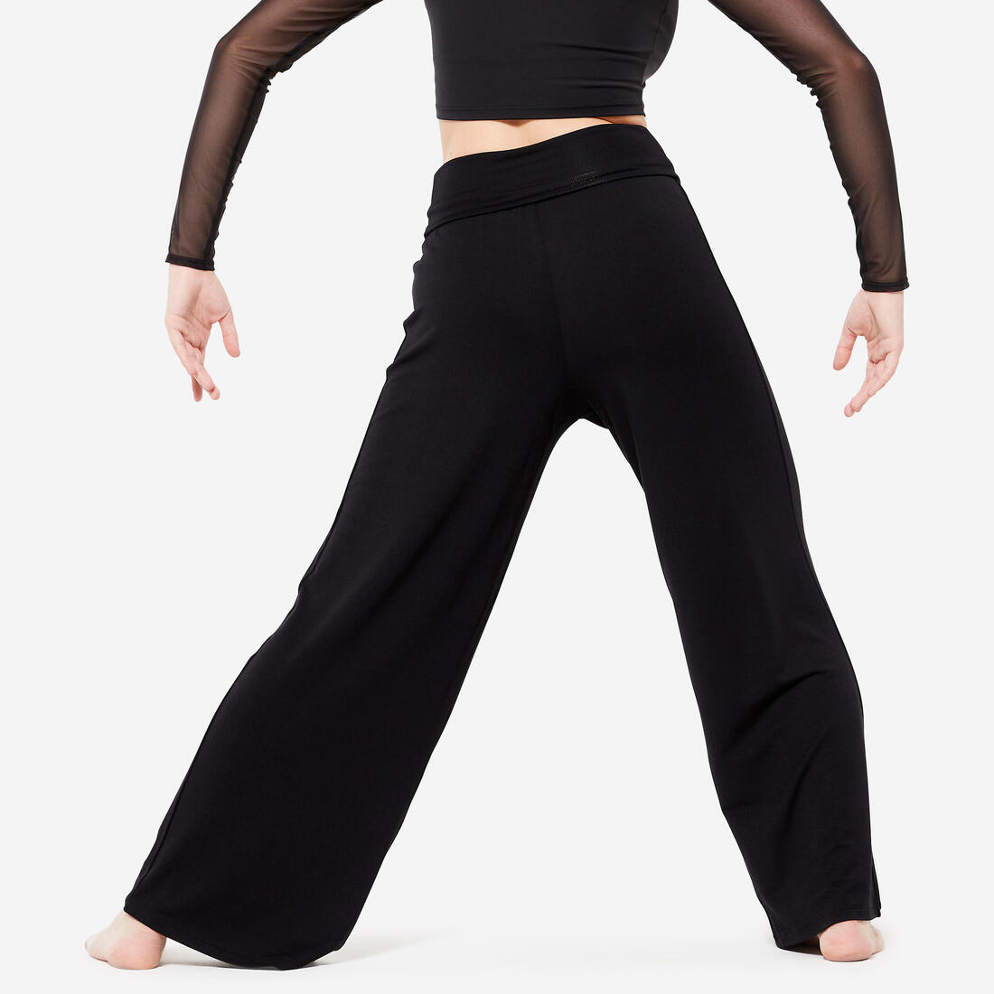 Pantalon de danse moderne fluide et large femme, noir