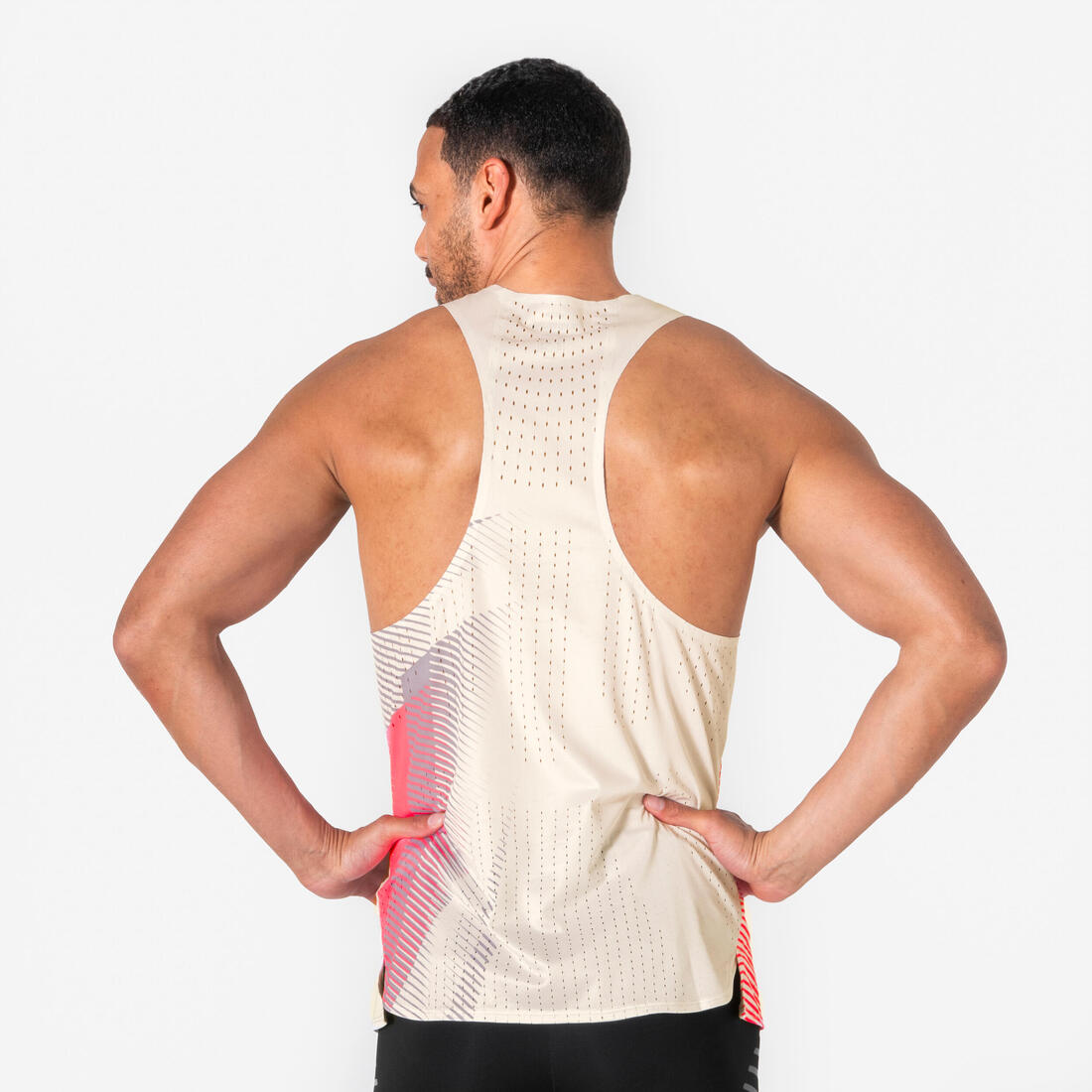 Débardeur de running Homme, Kiprun PROTEAM beige rose