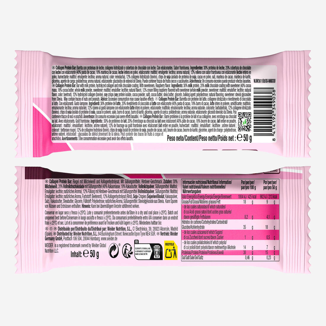 Barre protéinée avec collagène framboise chocolat, Bettys Collagen x1