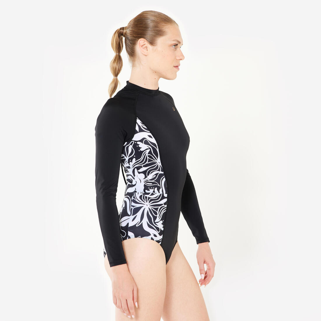 Maillot 1 pièce manches longues blur pink avec back zip