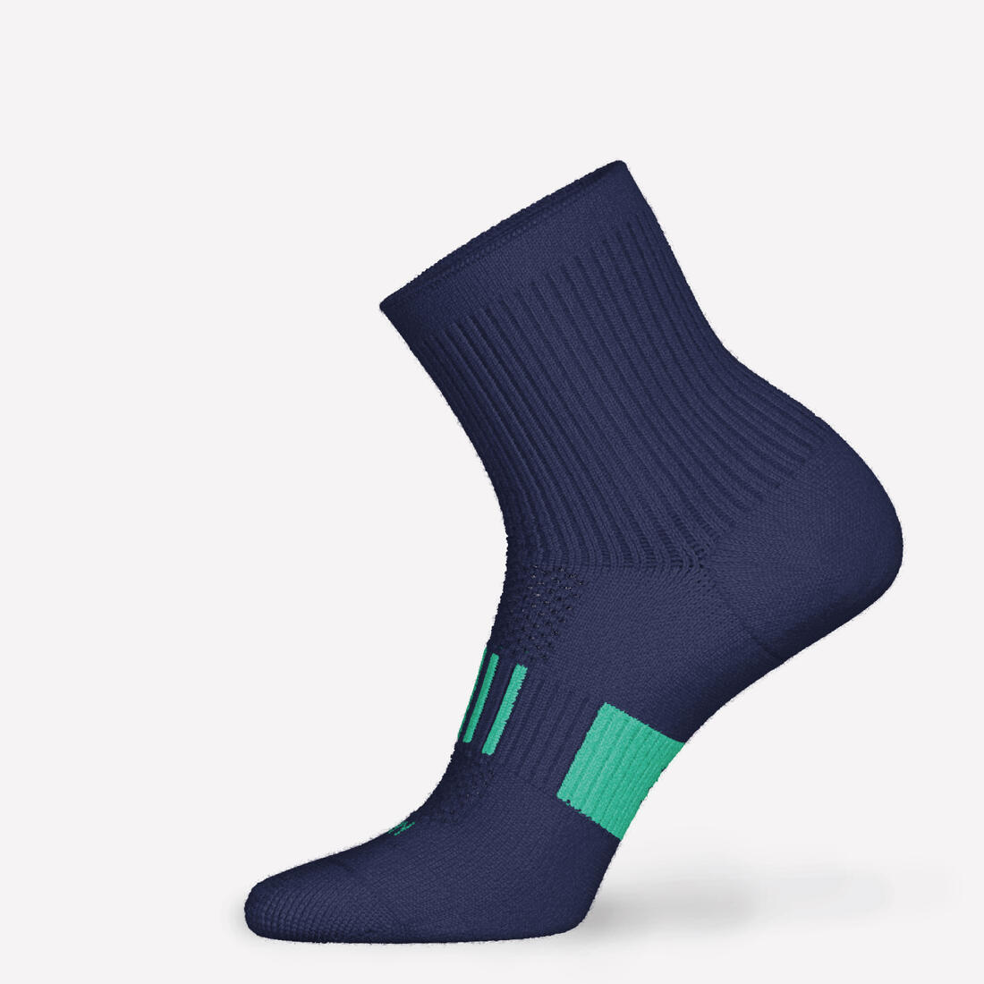 Lot X2 de chaussettes enfant AT 500 mid turquoise et rayées turquoises grises