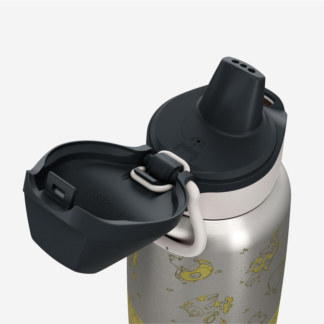 Gourde enfant isotherme 0,35L en acier inox avec bouchon instantané de randonnée