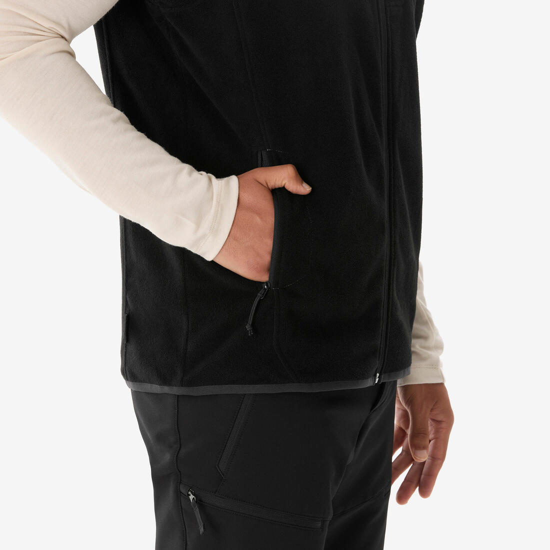 Gilet polaire de randonnée montagne homme, MH100 noir