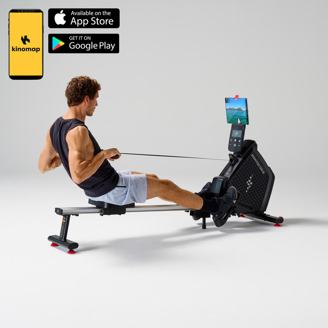 Rameur d'entraînement connecté, 500B, garanti par Decathlon