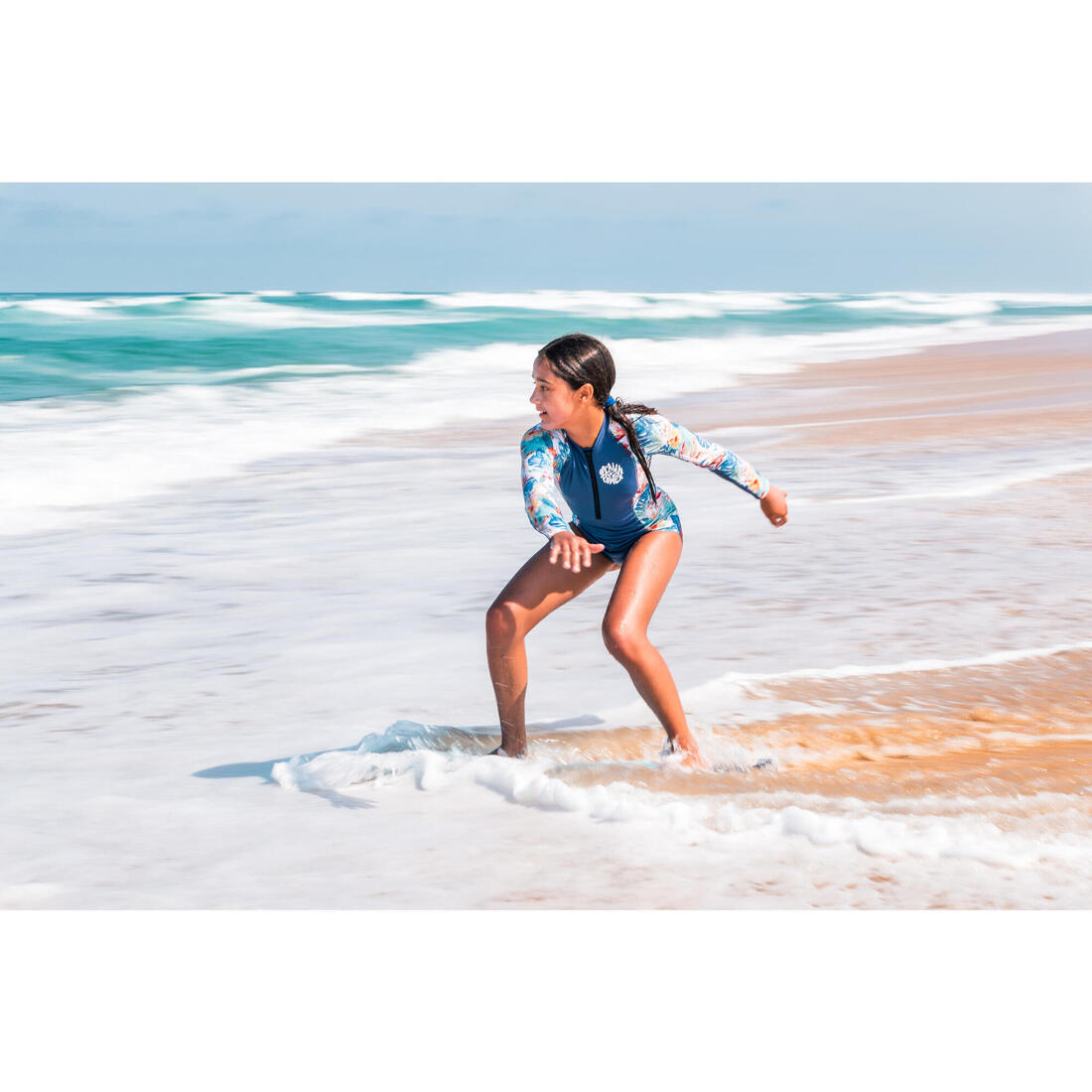 Skimboard enfant - 500 mousse bleu turquoise jaune