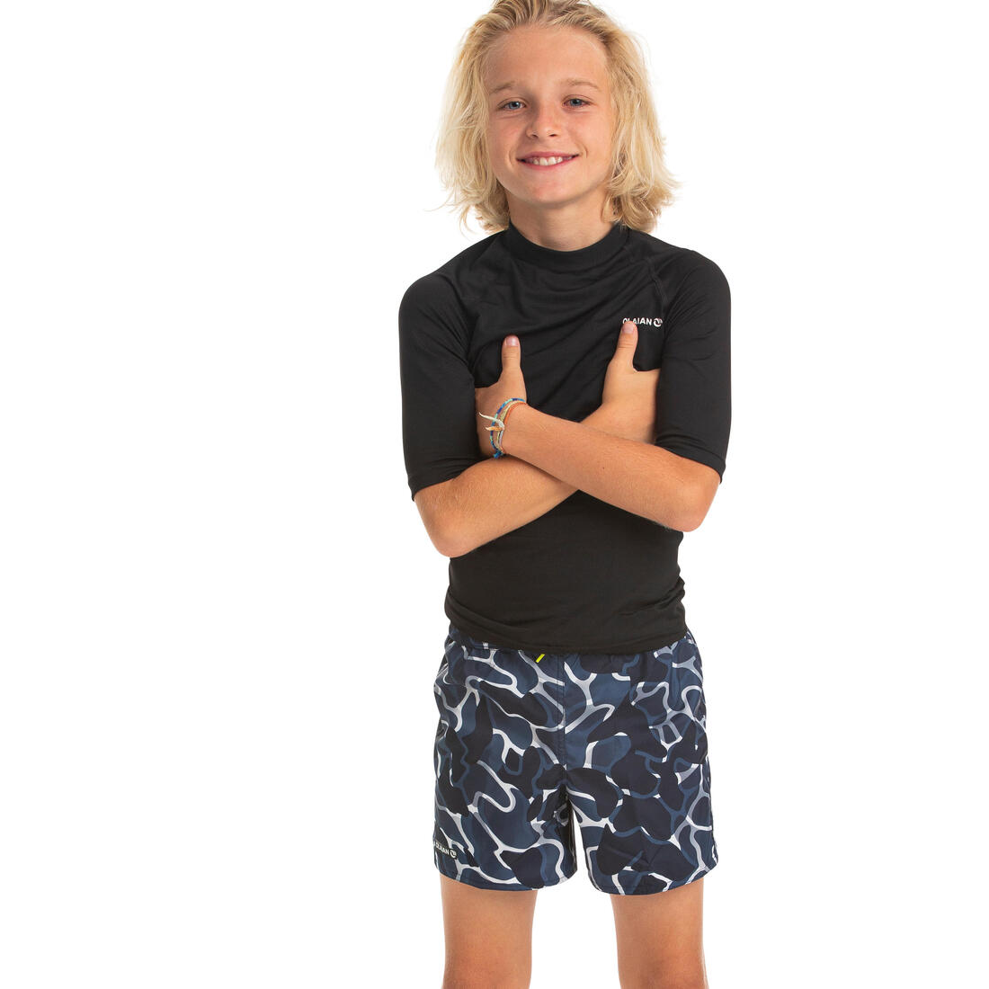 Short de bain 100 bleu noir