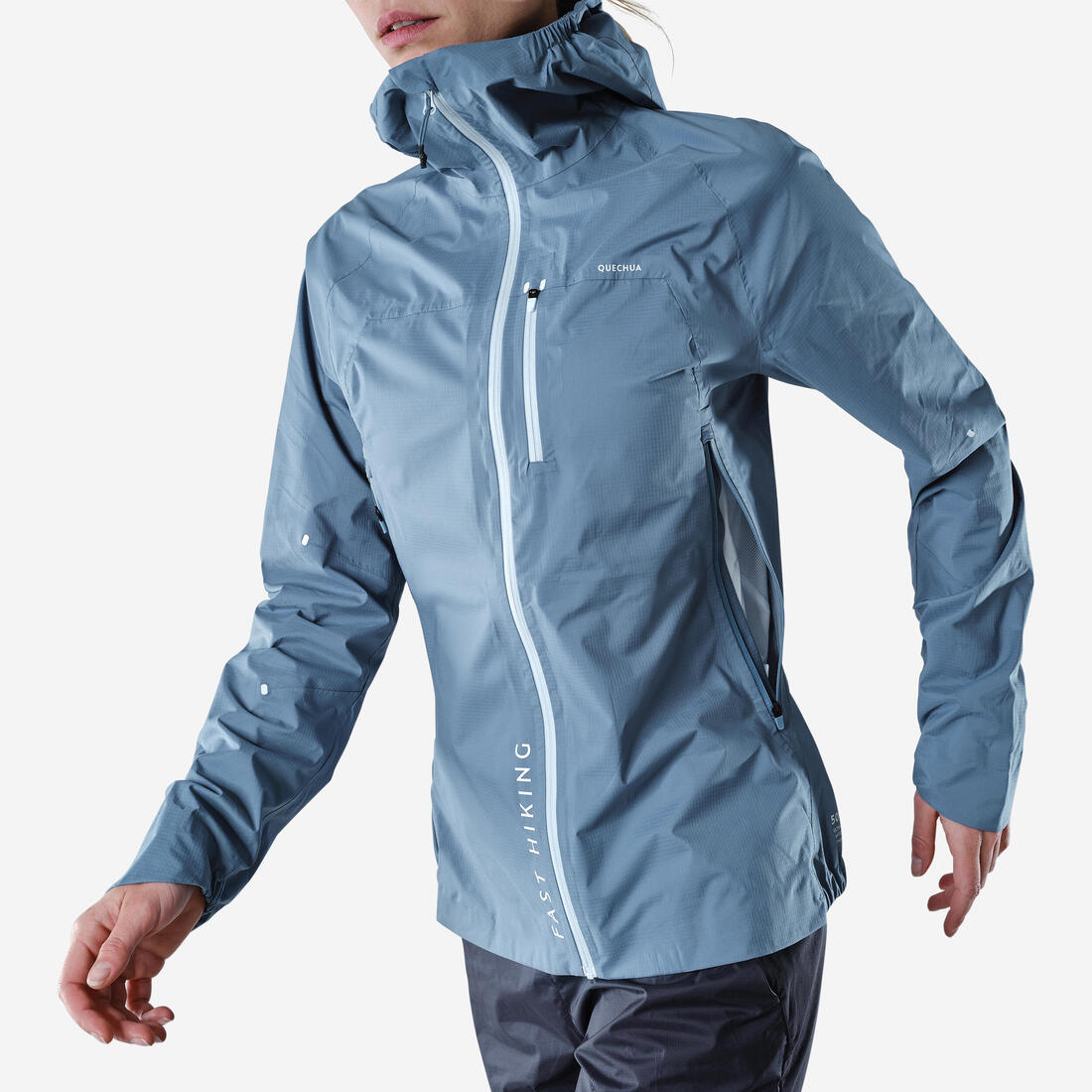Veste imperméable ultra légère de randonnée rapide - FH500 rain - Femme Bleu – bleu tempête