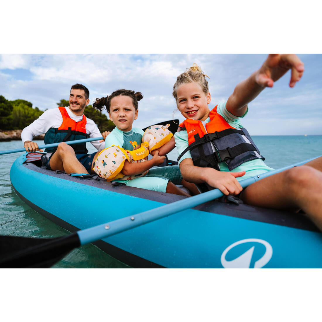 Canoë kayak gonflable 2/3 places - Tribord 100+ Bleu