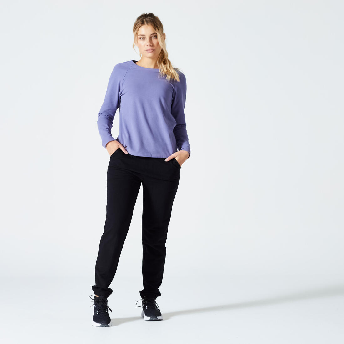Pantalon Jogging Fitness Femme - 500 Slim Gris pale