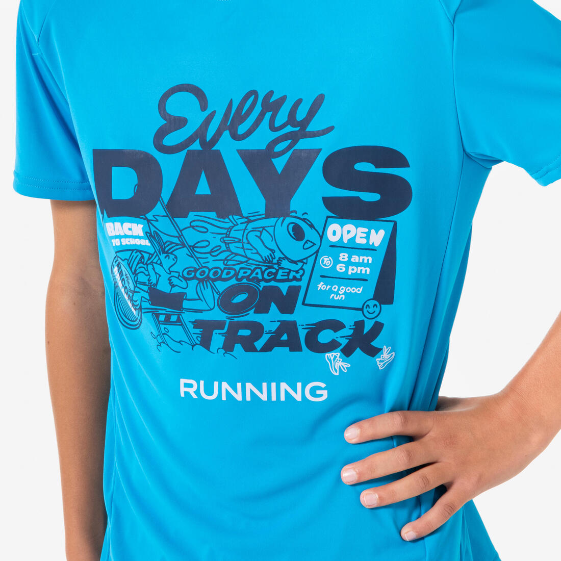 T-shirt de running respirant Enfant - KIPRUN Dry+ 500 marine