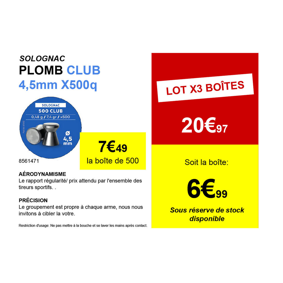 Plomb CLUB pour armes air comprimé x 500q