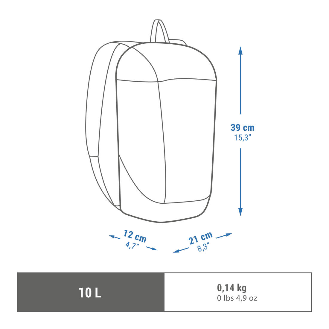 Sac à dos de randonnée 10L, Arpenaz 50