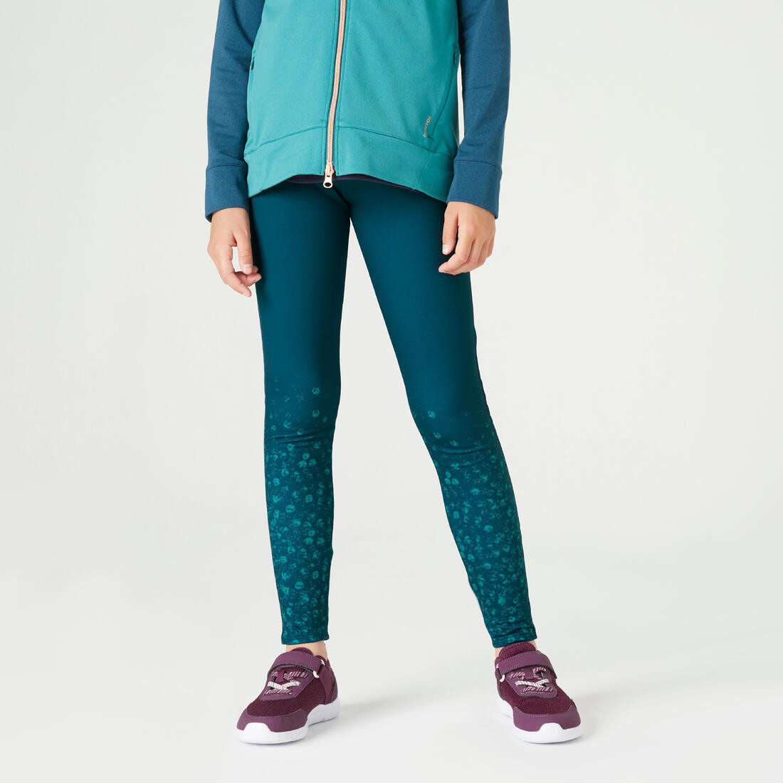 Legging chaud noir imprimé fille – bleu canard