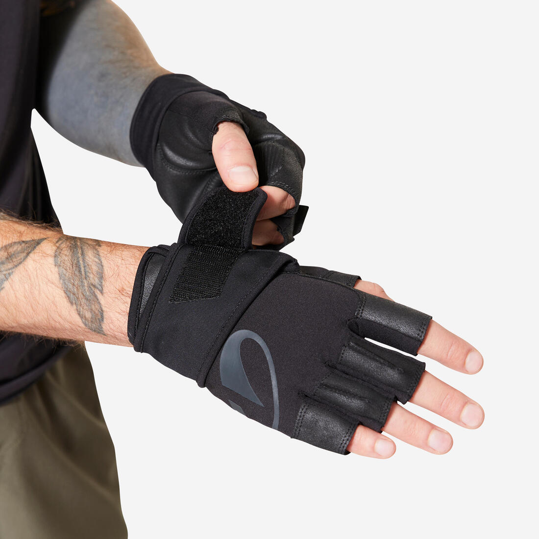 Gants de musculation support poignets et adhérence, noir