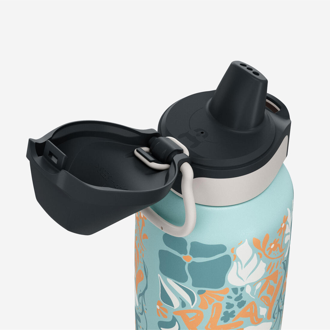 Gourde inox enfant 0,6L avec bouchon instantané, composée à 75% d'acier recyclé